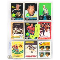 LOT OF NINE 1970S NHL COLLECTOR CARDS.