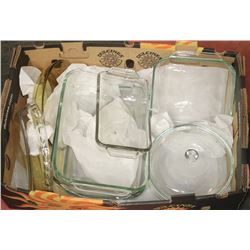 LARGE BOX W/ PYREX BAKEWARE INCL.