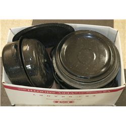 BOX W/ 3 CANNING POTS & 1 TURKEY