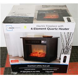 MAINSTAYS ELECTRIC FIREPLACE W/ 4-ELEMENT QUARTZ