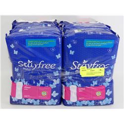 LOT OF 6 STAYFREE MAXI SUPER PADS - 24 EACH PACK