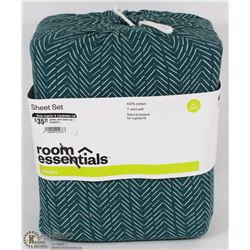 XL TWIN BLUE JERSEY SHEET SET