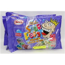 4 BAGS OF 50 BIG LOLLYPOPS SOUR POPS