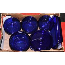 LARGE BOX W/BLUE BAKEWARE:  FIREKING