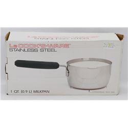 LE COOK'S WARE STAINLESS STEEL 1 QUART MILK PAN