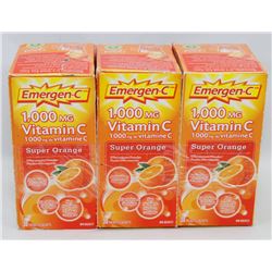 LOT OF 3 EMERGEN-C 1,000MG VITAMIN C SUPER ORANGE