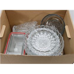 BOX OF ASSORTED ESTATE GLASSWARE INCL PINWHEEL