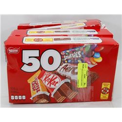 4 BOXES OF 50 SNACK SIZE CANDY BARS
