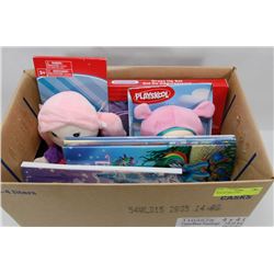 BOX OF GIRLS TOYS.