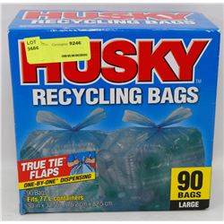 CASE OF HUSKY RECYCLING BAGS FITS 77L CONTAINERS