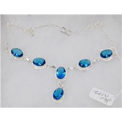 #74-BLUE TOPAZ GEMSTONE NECKLACE