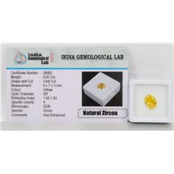 #68-NATURAL YELLOW ZIRCON GEMSTONE 4.05CT