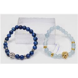 #38-BLUE LAPIZ AND AQUAMARINE BEAD BRACELET