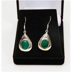 #55-NATURAL GREEN EMERALD EARRINGS