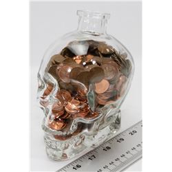 GLASS SKULL FULL OF PENNIES