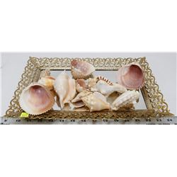 VINTAGE MIRRORED SERVING TRAY COVERED WITH