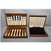 Image 1 : English eight place silver plate fish set in oak box with original key, plus an empty oak cutlery ca