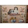 Image 2 : Mahogany framed antique needlework featuring Staffordshire style animals and flowers, overall dimens