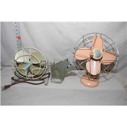 Two vintage electric desk fans including Seabreeze and Electrohome plus a Scotch bag sealer P-37