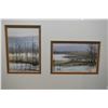 Image 1 : Framed watercolour miniatures, both winter lake scenes and signed by artist Andrew Reilman, overall 