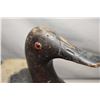 Image 2 : Antique hand carved and hand painted duck decoy with steel weighted bottom, glass eyes and tethering