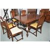 Image 2 : Walnut refractory style dining suite including a draw leaf table, six dining chair including one car