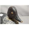 Image 2 : Antique hand carved and hand painted duck decoy with glass eyes, lead weighted base and leather teth