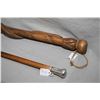 Image 2 : Sterling silver topped walking cane dated December 25, 1887 and French hand made carved walking stic