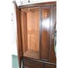 Image 2 : Large antique Sheraton two door wardrobe with double oval bevelled mirrors, inlaid satin wood center