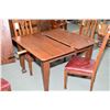 Image 2 : Antique quarter cut oak Mission style 41" square dining table with 17" insert leaf, marked extension