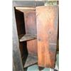 Image 2 : Antique Quebec pine painted corner cabinet with single door and hand hammered hinges, 36" in height