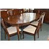 Image 2 : Nine piece French provincial walnut dining suite including table with two insert leaves, six side ch