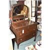 Image 1 : Mid 20th century four drawer mirrored walnut dresser and a modern single pedestal book/music stand