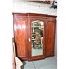 Image 1 : Large antique mahogany three section wardrobe fully fitted including middle section with pull out dr