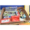 Image 2 : Box lot of plastic model kits including 1:72 scale soldiers, HO scale cars, rolling stock etc.