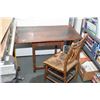 Image 1 : Small primitive table and an antique bamboo framed chair with rush seat