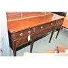 Image 1 : Antique mahogany four drawer sideboard including a metal lined bottle storage drawer on tall reeded 