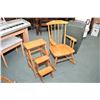 Image 1 : Spindle back rocking chair and a vintage wooden fold-over kitchen stool/step