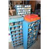 Image 1 : Three large 38" X 18" metal storage bins with contents including bolts, suspension parts, electrical