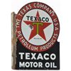 Image 1 : Black T Texaco Motor Oil D/S Flange Porcelain Sign