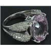 Image 2 : 18kt White Gold Kunzite & Diamond Ring