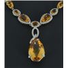 Image 2 : 18kt White Gold Citrine & Diamond Necklace