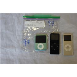 LOT OF 2 APPLE IPOD NANOS, 2GB AND 4GB,AND APPLE IPOD NANO 3RD GENERATION,MAY BE FOR PARTS OR REPAIR