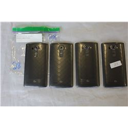 LOT OF 4 LG G4, SILVER, ANDROID SMARTPHONES, BUYER BEWARE, ITEMS MAY BE FOR PARTS OR REPAIR