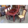 Image 2 : MAHOGANY FINISH DINING TABLE WITH 2 LEAFS AND 6 CHAIRS