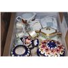 Image 2 : TWO BOXES OF CRYSTAL FLUTES MAJOLICA AND MOTHER OF PEARL COLLECTIBLES