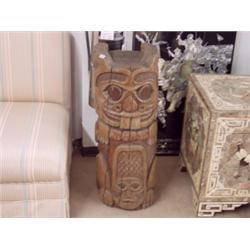 Old West Coast Carved & Painted Totem