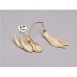 Old Inuit Carved Bone Hunter & Seal