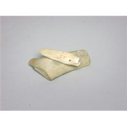 Inuit Carved Ivory Bear on Antler Base