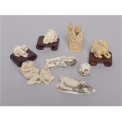 Collection of 9 Carved Ivory Figures